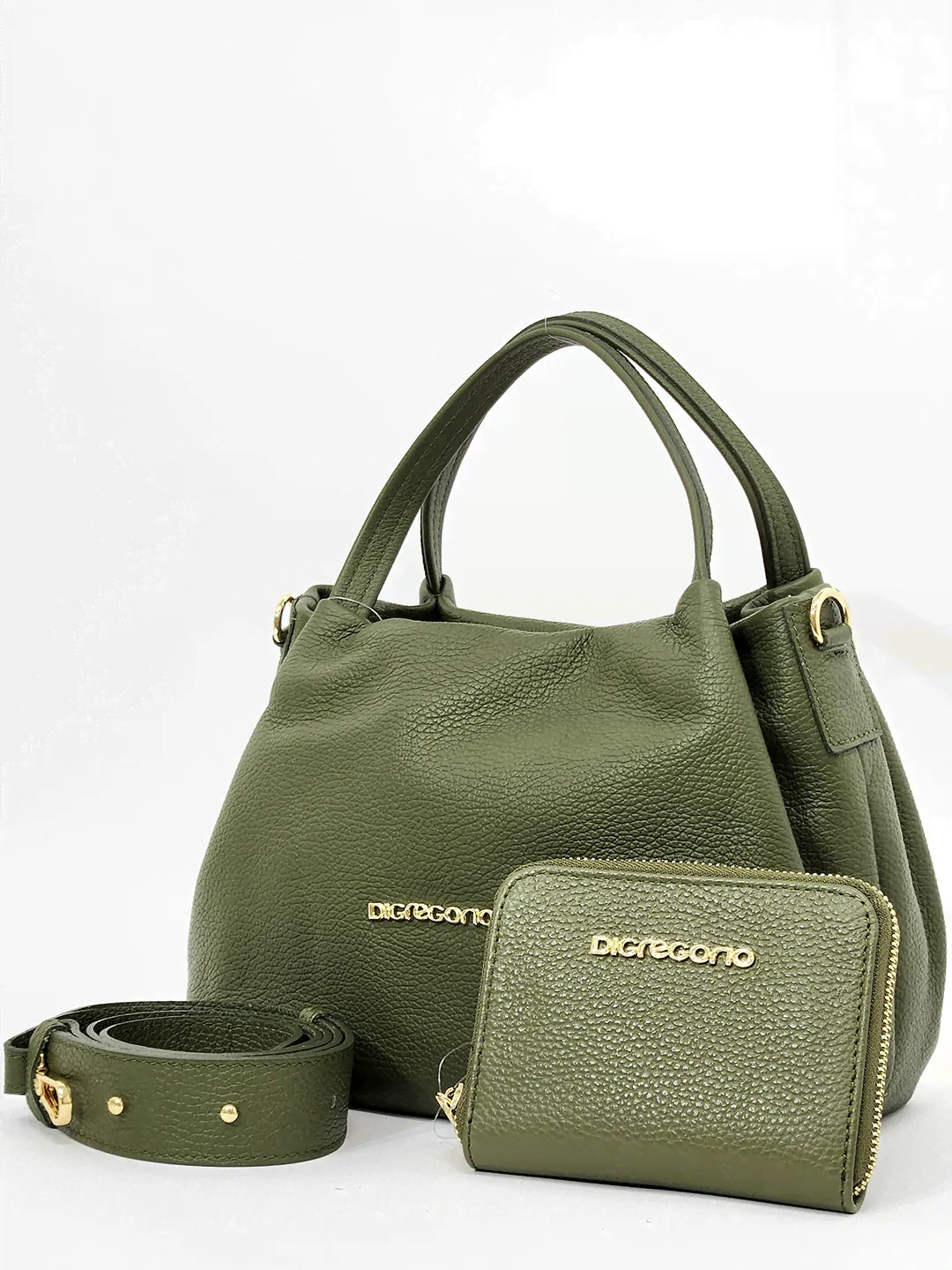 Сумка-тоут и кошелек Di Gregorio gr8810 vitello verde oro